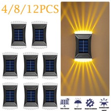 4Stk LED Solarleuchten Wandlampen Außen Zaunleuchte Treppen Lampe Gartenleuchte