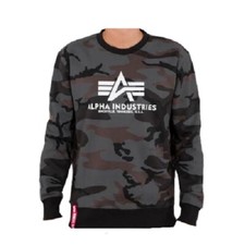 Alpha Industries Basic Sweater Sweatshirt Hoodie Pullover Black Camouflage