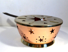 kleines Stövchen Teelicht Warmhalteplatte aus Messing + Kupfer 1950er/60er