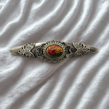 Antike Art Deco Brosche Damen Modeschmuck mit Cabochon Stabbrosche um 1940