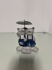 Figur Skulptur Katzen Regenschirm Ton Keramik 14 cm