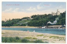 Litho Elbe Dampfer Bohemia vor Albrecht Schlössern gel. Stempel Loschwitz 1917