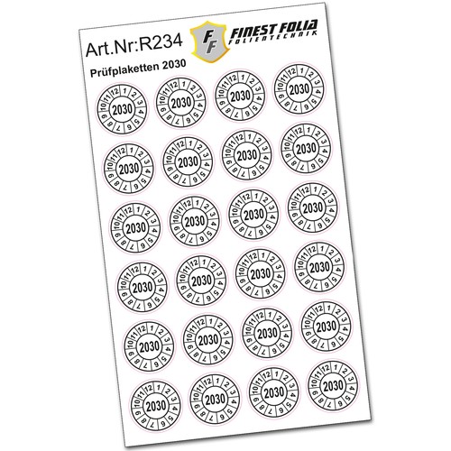 24x prüfplakette jahr - jahr, 2030