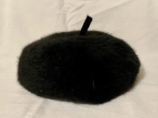 Flauschige Damen Beret aus Wolle Mischung, Farbe: Schwarz Baskenmütze
