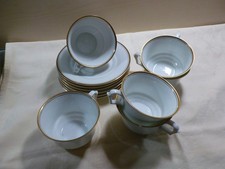 Alt Schönwald Porzellan 6 Tassen mit Unterteller Goldrand