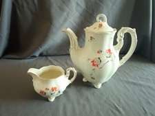 Königszelt Charlotte Kaffeekanne Kanne Sahnekännchen Set  Porzellan Blumen