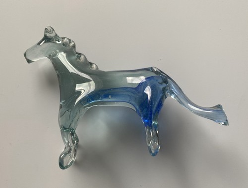 Glas skulptur pferd blau - glas,