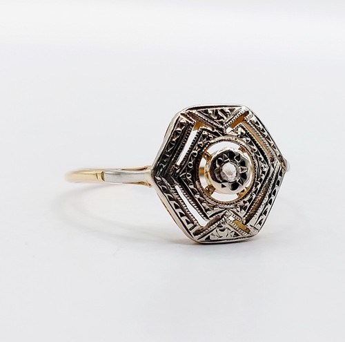 Art deco ring 18k - gold, diamant