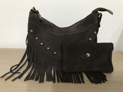 Wildleder tasche dunkelbraun - wildleder,