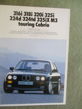BMW 316i 318i is 320i 325i iX E30 Katalog M3 +touring cabrio Farben/Polster