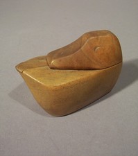 Pillendose Holz Ente, Vogel, Holzschnitzerei Salzdose mit Holzlöffel Geheimfach