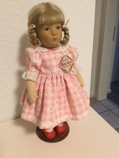Käthe Kruse Mädchen Stoff Puppe hart gestopft signiert Höhe 38 cm vintage alt