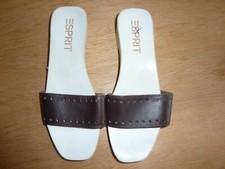 "ESPRIT" PANTOLETTE/CLOGS- GR. 37-BRAUN -HOLZSOHLE- MADE IN ITALY- KAUM GETRAGEN