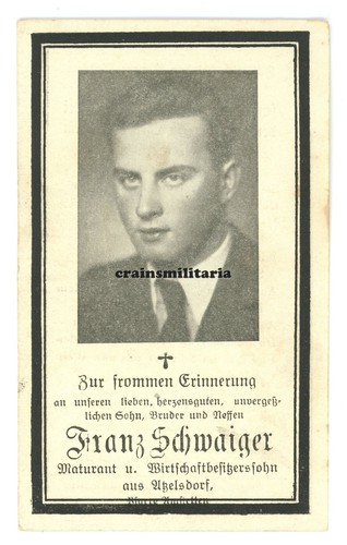 Orig sterbebild fähnrich - fähnrich, der