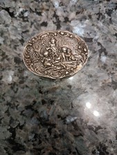 Deckeldose Dose silver 800, Tabakbox  Silber Pillendose innen vergoldet 