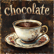 Dekobild Tasse Heiße Schokolade Vintage Retro Wandbild Küche Wanddeko Wandfliese