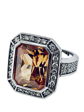 Gepunzt Citrin Sterling Silber Ring Grob Statement Größe P