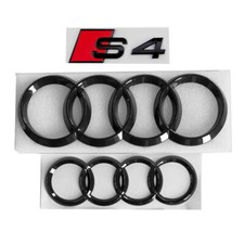 3x Schwarz Ringe Emblem 275mm 192mm für Audi A4 S4  Kofferraum Kühlergrill 07-09