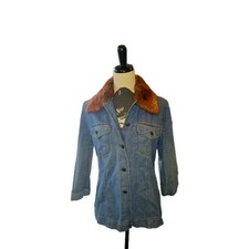 Stylische Jeansjacke mit abnehmbarem Kunstpelz-Kragen – Gr. 38