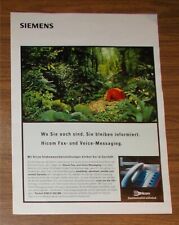 Seltene Werbung SIEMENS HICOM Fax- & Voice-Messaging Bleiben Sie informiert 1997