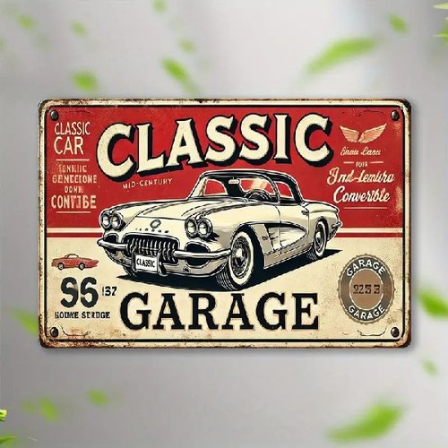 Blechschild classic car garage - blechschild,