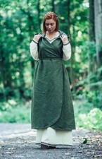 Mittelalter LARP Wickel-kleid Gerlin Baumwolle grün braun blau schwarz