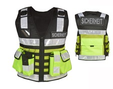 3106 Security Sicherheitsweste m 2x Patches Einsatzweste Presse Hundeführerweste