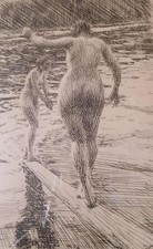 Badende orig. sign. Rad. von