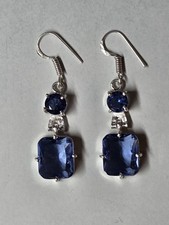 Neu925 Sterling Silber Hängeohrringe mit 100% Echte London Topase 4,5 cm Länge