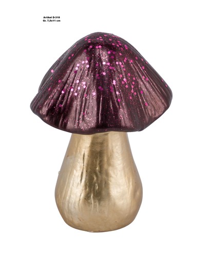 Pilz aus keramik gold - keramik, gold/bordeaux