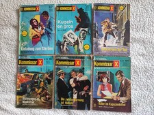 6 x alte Kriminal-Romanhefte KOMMISSAR X: Nr. 501, 502, 528, 570, 572, 587  