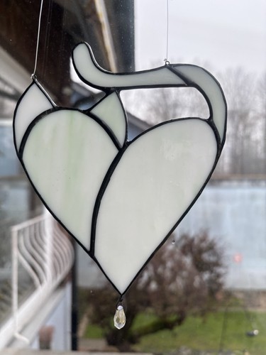 Tiffany glas herz katze - tiffany, herz,