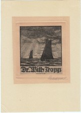 Exlibris Bookplate Radierung Gerhard Wedepohl 1893-1930 Segelboote