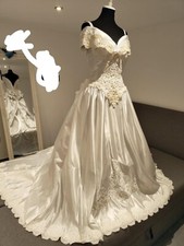 Vintage Brautkleid 90er mit Reifrock und Schleier Gr.38