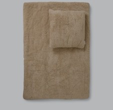 Edelzeit Lammfell-Optik Melange Bettdecke,set2teile,  155x220 cm, 80x80cm,Beige