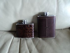 2X Leder & Edelstahl Flachmann