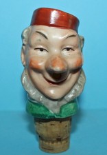 Alte Porzellan Schnapsnase Türke mit Fez / Ausgießer / Pourer Man Head / Verseur