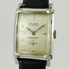 Gruen Precision Curvex - Armbanduhr in 14ct Weissgold - Art Deco Vintage 1940er