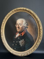 Ölgemälde Friedrich der Große Alter Fritz Preußenmotiv oval 19 Jhd. gerahmt