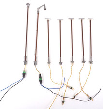 7 Viessmann Holzmastleuchten/Bahnhofsleuchten 110-150 mm hoch, Spur H0 ZYAI/6729