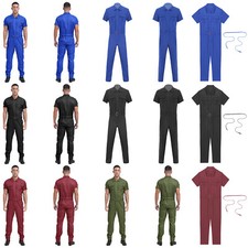 Herren Overall Frontreißverschluss Dungarees Taschen Uniform Mechanik Strampler