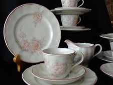 Grindley Staffordshire England Rosa Blume Kaffeeservice Gedecke für 6 Personen