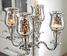 ❀ 4/1x Glasaufsatz Kerzenleuchter Bauernsilber Teelichtaufsatz Teelichtglas 280H