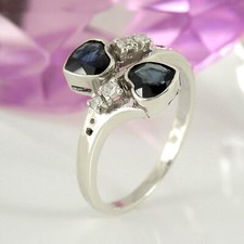Ring Goldring 333 Weißgold 8K 2 Saphir Edelsteine 4 Diamanten ca 0,08 ct Gr. 55