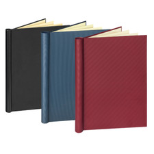 3 x Veloflex A4 Klemmbinder, Klemmmappe, mit Ledernarbung schwarz rot blau Set