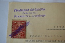 altes Zeugnis Lohgerberei Pressnitz Gebührenmarke Wertmarke Deutsches Reich 1931