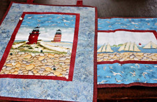 Patchwork 2-er Set Wandbehang und 1 Tischset je 34x48 cm Baumwolle Handarb HB156