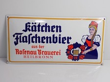 Original Emailschild Kätchen Flaschenbier Heilbronn um 1950 Reklameschild