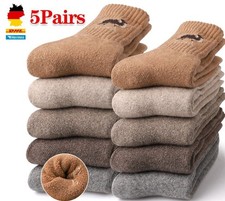 5 Paar Unisex Winter Socken mit Kamel Muster dick gefüttert warm Crew