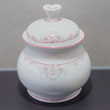 Porzellan Zuckerdose mit seltenem, rot-grauem Dekor von Bareuther WALDSASSEN